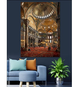 Görkemli Ayasofya Camii İç Mimari Dekoratif Kanvas - Mdf Ahşap Tablo