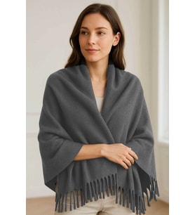 Softiva Polar Omuz Şalı 70x180 cm Unisex Kışlık Şal Antrasit Gri