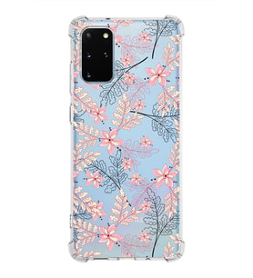 Samsung Galaxy S20 Plus  Köşe Korumalı Antişok Kapak Floral Kırmızı Tasarımlı Şeffaf  Kılıf