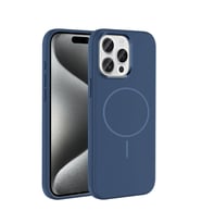 Apple iPhone 15 Pro Max Uyumlu Kılıf M-Safe Şarj Özellikli Metal Kamera Çerçeveli Zore Edi Silikon Kapak (Lacivert)