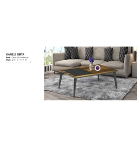 Orta Sehpa 11816 OSM KARELİ Klasik Model Parlak Ceviz GRi Kayın ayak El Yapım (Ceviz Rengi)