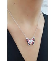 kelebek figürlü mine işçilikli gümüş trend kolye
