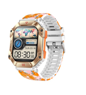 ZCWATCH V0623 Outdoor Military Bt Call, Pusula, Spor Sağlık, Profesyonel Akıllı Saat (Kamuflaj-Turuncu)