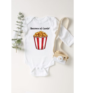 Unisex Bebek Beyaz Popcorn Çıtçıtlı Body