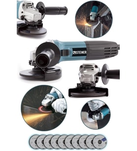 Steiner Alman 2400 Watt Profesyonel Avuç İçi Spiral Taşlama Makinesi 125 Mm + 10 Disk (Standart)