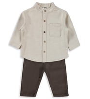 Civil Baby Gömlekli 6-18 Ay Takım - Kahverengi