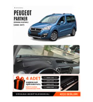 PEUGEOT PARTNER EKRANLI KAPAKLI (2008-2017) Uyumlu Torpido Örtüsü Torpido Kılıfı - Siyah