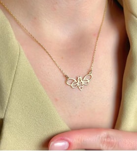 Kişiye Özel Tasarım Arı Model Kolye 925K Gümüş (Gold)