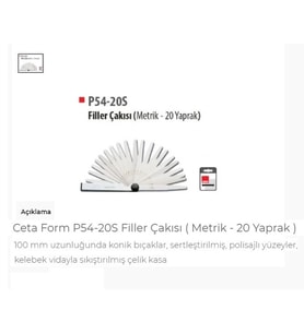 Ceta Form P54-20S Filler Çakısı Metrik - 20 Yaprak 461401342