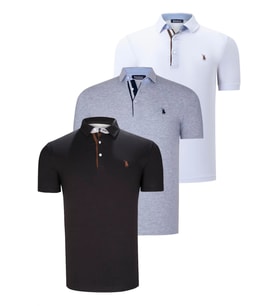 ÜÇLÜ SET T8582 DEWBERRY ERKEK T-SHIRT-SİYAH-BEYAZ-GRİ (Karışık)