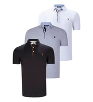 ÜÇLÜ SET T8582 DEWBERRY ERKEK T-SHIRT-SİYAH-BEYAZ-GRİ (Karışık)