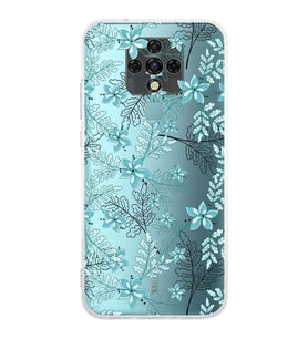 PrintiFy Tecno Camon 16 Uyumlu Kamera Korumalı Floral Su Yeşili Tasarımlı Şeffaf Silikon Kılıf