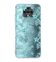 PrintiFy Tecno Camon 16 Uyumlu Kamera Korumalı Floral Su Yeşili Tasarımlı Şeffaf Silikon Kılıf