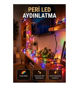 5 Metre Dekoratif Peri LED Aydınlatma – 50 Ampul Şeffaf Kablo