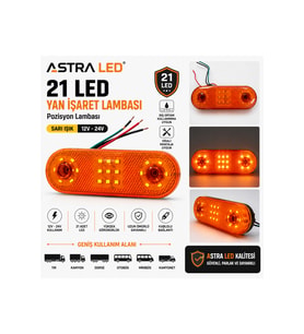 21 LED Sarı Yan İşaret Lambası 12V-24V Tır Kamyon Dorse Otobüs Minibüs