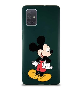 Samsung Galaxy A71 Soft Premier Kapak Mickey Mouse-D Tasarımlı Silikon Kılıf - Yeşil (Şeffaf)