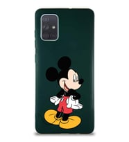 Samsung Galaxy A71 Soft Premier Kapak Mickey Mouse-D Tasarımlı Silikon Kılıf - Yeşil (Şeffaf)