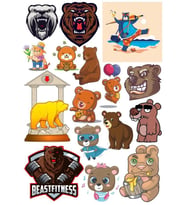 Ayı Sticker Set-19 17 Parça Telefon, Tablet, Defter, Laptop Sticker