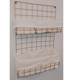 ALEDA Gold-Beyaz Düzenleyici Çok Amaçlı Tel Tekstilli Mutfak Sepeti