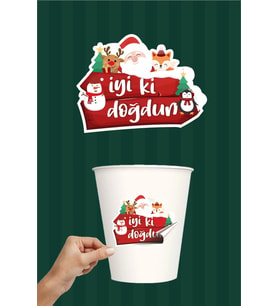 Kış Konseptli *Doğum Günü  *Sticker 20'li Yapışkanlı Kağıt