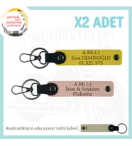 Kişiselleştirilebilir, İsim Plaka ve A Rh (-) Kan Grubu Yazılı x2 Anahtarlık Set, Yavruağzı-Sarı-SK
