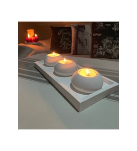 Ev Dekorasyon 3'lü Mumluk Set, Dekoratif Mumluk, Hediyelik Eşya, Tealight Mumluk (MUMLAR DAHİLDİR)