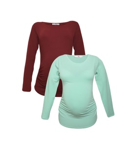 LuvmaBelly MYRA2303_2306 Hamile tshirt seti (Kırmızı)