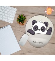 Kişiye Özel Selam Veren Panda Tasarımlı Bilek Destekli Mouse Pad