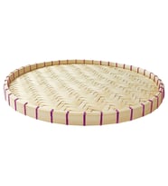 Yuvarlak Bambu Tepsi 40 Cm MeridyenDukkan El Yapımı-Bambu Dekoratif Sunumluk Tepsi