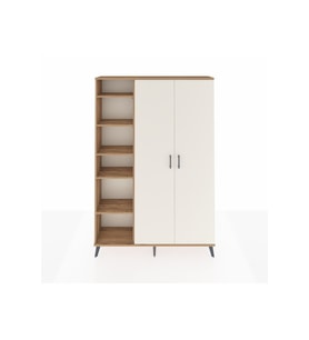 Arges Dolap 7 Raflı 2 Kapaklı Tek Askılı 132x30x195 Çam-Aytaşı/Çam