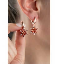 925 Ayar Gümüş Rose Garnet Taşlı Küpe