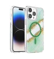 Onegif İphone 15 Pro Max Lotus Simli Magsafe Kapak - Yeşil