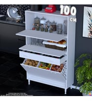 Eliusta Defne 100 cm Çok Amaçlı Mutfak Bakliyat Kiler Banyo Dolabı Kahve Köşesi Sepetli Dolap 100x163x32 cm