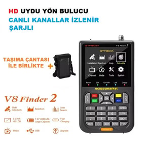GTMEDİA V8 FİNDER2 HD UYDU YÖN BULUCU (CANLI YAYIN İZLENİR-ŞARJLI-ŞARJLI-TAŞIMA ÇANTALI)