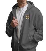 Siyam Kedisi Baskılı Tam Boy Fermuarlı Hoodie – Unisex Oversize (Gri)