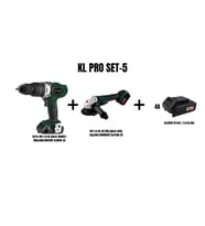 KLPro Set-5 (ŞARJLI DARBELİ MATKAP+115 MM ŞARJLI AVUÇ TAŞLAMA KÖMÜRSÜZ)