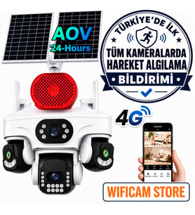 O-Kam Tüm Lenslerde Hareket Algılama 4 Kameralı 4g Solar Kamera Aov 7/24 Kayıt