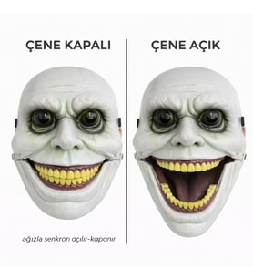 Hareketli Çene Mekanizmalı Yeşil Korku Maskesi