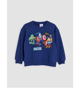 LCW Kids Lacivert Avengers Baskılı Erkek Çocuk Sweatshirt