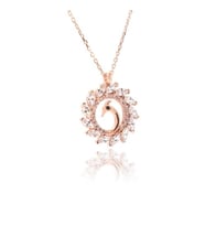 Taşlı Yuvarlak Tavus Kuşu Kolye (Rose - Gold)