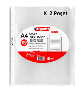 Bigpoint Poşet Dosya Eco 30 Mikron 100'lü Paket x 2 Poşet
