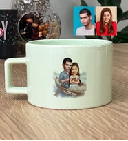 Kişiye Özel Karikatürlü Romantik Sevgililer Lüks Pastel Fincan Sevgililer Günü Hediyesi