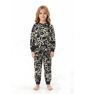 %100 Pamuk ve Baskılı Kız Çocuk Pijama Takımı 3-8 Yaş 12740IS MODANINO