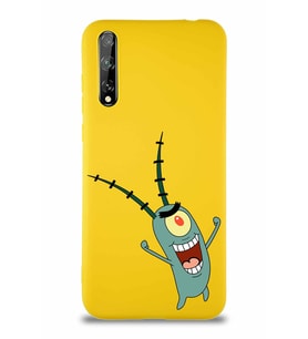Huawei Y8P Soft Premier Kapak Plankton Tasarımlı Silikon Kılıf - Sarı (Şeffaf)