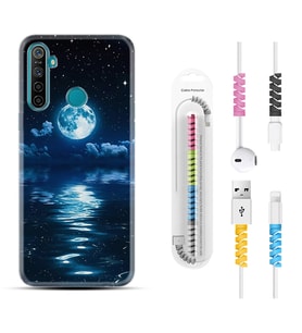 Realme 5i 5 Pro 6i 7 Pro 8 Kılıf Kablo Koruma Spiral Silikon Night Moon 1133
