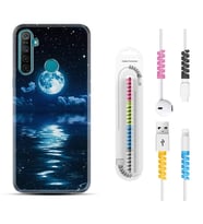 Realme 5i 5 Pro 6i 7 Pro 8 Kılıf Kablo Koruma Spiral Silikon Night Moon 1133