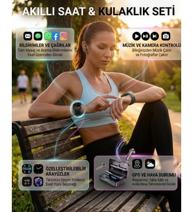 Northcity Bluetooth Kulaklıklı Akıllı Saat Seti 3D Ekran Yüksek Ses Kalitesi - Spor ve Sağlık Takibi İçin Mükemmel Çözüm