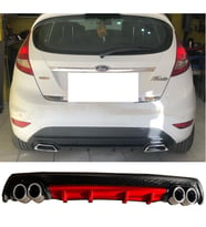 Ford Fiesta MK7 Kırmızı Difüzör Çiftli Yuvarlak Egzoz Görünümlü D Tip Difizör