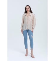 Kadın Oversize Salaş Gömlek Bej