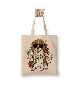 Cavalier King Charles Spaniel Bad Dog Beyaz Bez Çanta Uzun Saplı Alışveriş Çantası Plaj Çantası